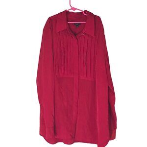 TALBOTS WOMEN'S LONG SLEEVE BUTTON SHIRT BLOUSE | LARGE | RED